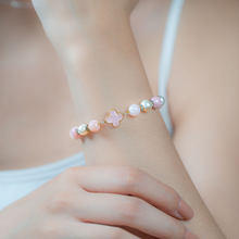 Load image into Gallery viewer, Princess Ophelia (Pink Opal, Pearl, Gold Clover) Magnetic Bracelet
