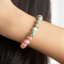 Load image into Gallery viewer, Tiana (Pink Opal, Green Jade, 304 Stainless Steel Platinum Spacers) Crystal Bracelet
