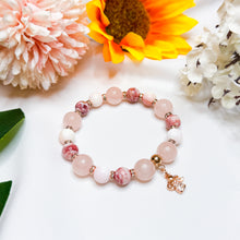 Load image into Gallery viewer, Pink Sorbet Crystal Bracelet (RARE Cinnabrite, Rose Quartz, Pink Conch, Rose Gold Heart Charm)
