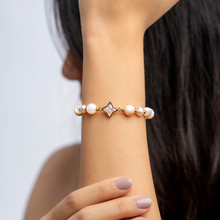 Load image into Gallery viewer, Pearly White (Freshwater Pearl, Mother of Pearl, Cream Trochus) Signature Chain Crystal Bracelet
