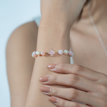 Load image into Gallery viewer, Princess Ophelia (Pink Opal, Pearl, Gold Clover) Magnetic Bracelet
