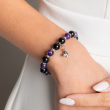 Load image into Gallery viewer, Blackberry (Chevron Amethyst, Black Tourmaline) Crystal Bracelet
