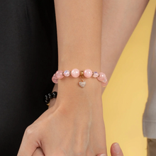 Load image into Gallery viewer, Rose Moon (Rose Quartz, Rainbow Moonstone, Heart Charm) Crystal Bracelet
