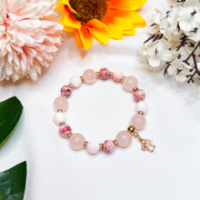 Load image into Gallery viewer, Pink Sorbet Crystal Bracelet (RARE Cinnabrite, Rose Quartz, Pink Conch, Rose Gold Heart Charm)
