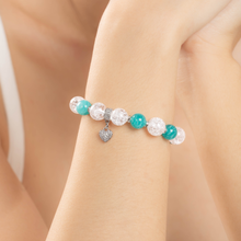 Load image into Gallery viewer, Amazonite &amp; Frosted Clear Quartz Crystal Bracelet
