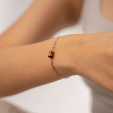 Load image into Gallery viewer, Yellow Tiger's Eye Barrel Crystal Stainless Steel Chain Bracelet
