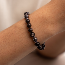 Load image into Gallery viewer, Granger (Silver Sheen Obsidian x Faceted Hematite) Crystal Bracelet
