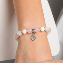 Load image into Gallery viewer, Bubblegum (Icy Green Jade, Rose Quartz, Mother of Pearl) Crystal Bracelet
