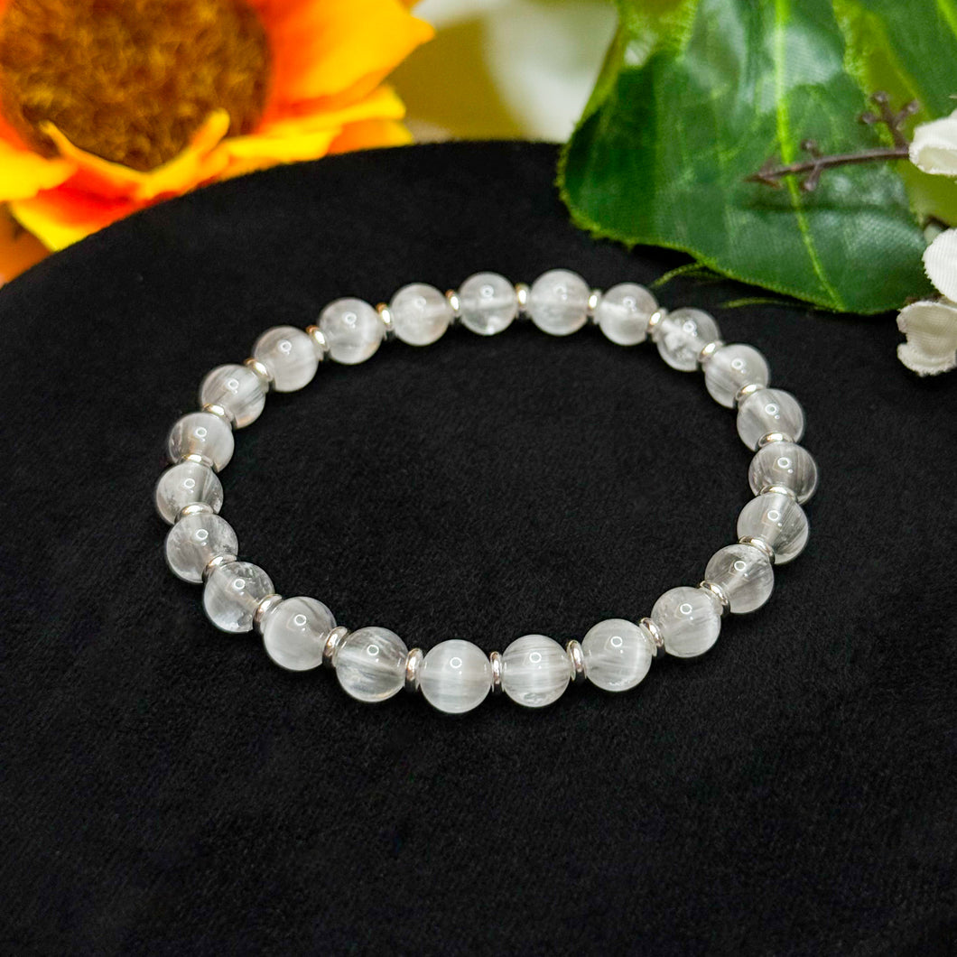 Brazilian White Lace Cat Eye Topaz Crystal Bracelet