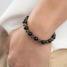 Load image into Gallery viewer, Green Rutile x Black Tourmaline Crystal Bracelet
