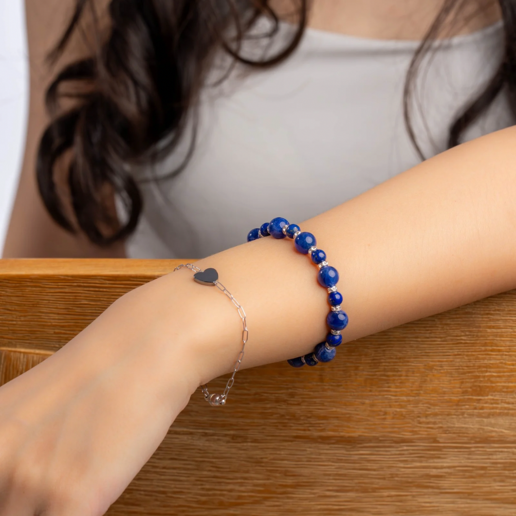 Lunar Blue (Sodalite, Lapis Lazuli) Crystal Bracelet