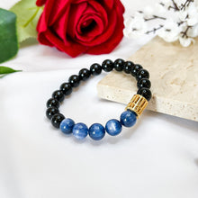 Load image into Gallery viewer, Kyanite x Black Agate (Gold Plated Abacus) Crystal Bracelet
