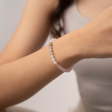 Load image into Gallery viewer, Mini Green Jade x Icy White Jade Crystal Bracelet (304 Stainless Steel Spacers)
