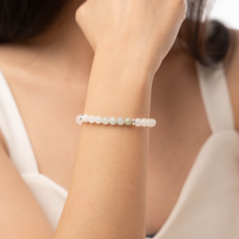 Load image into Gallery viewer, Mini Green Jade x Icy White Jade Crystal Bracelet (304 Stainless Steel Spacers)
