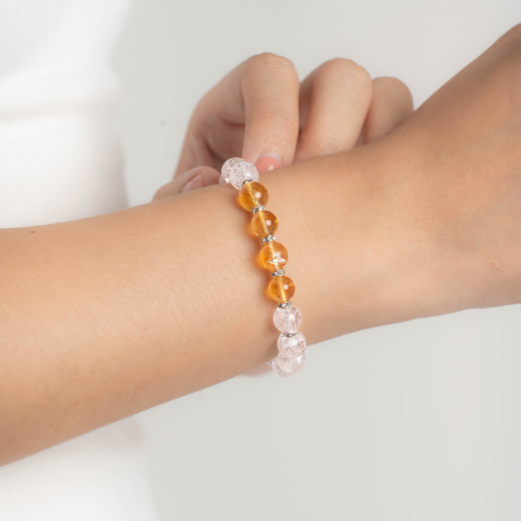 Citrine x Frosted Quartz Crystal Bracelet