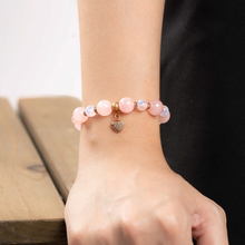 Load image into Gallery viewer, Rose Moon (Rose Quartz, Rainbow Moonstone, Heart Charm) Crystal Bracelet
