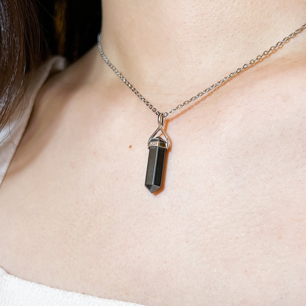 Hematite Crystal S925 Pendulum Necklace