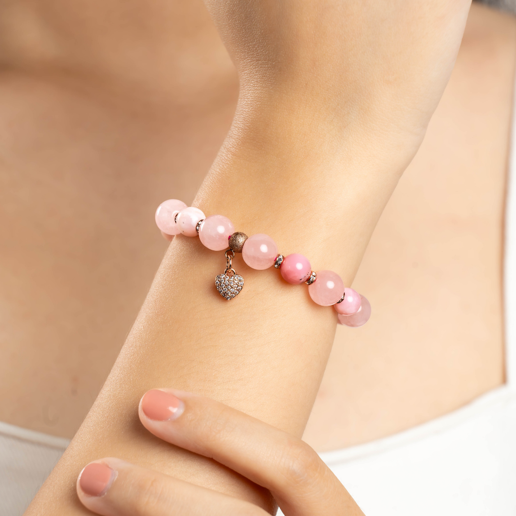 Dusty Rose (Rose Quartz, Pink Opal) Crystal Bracelet