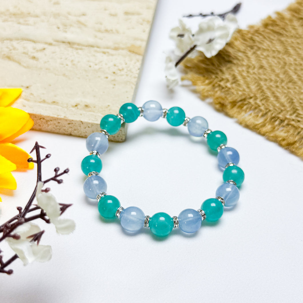 Mermaid Glow (Santa Maria Aquamarine, Peru Amazonite) Crystal Bracelet