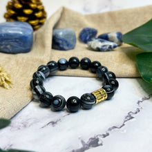 Load image into Gallery viewer, Eye Agate (Gold Plated Abacus) Crystal Bracelet
