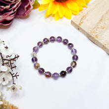 Load image into Gallery viewer, Amethyst Phantom with Meteorite Clover Charm Crystal Bracelet
