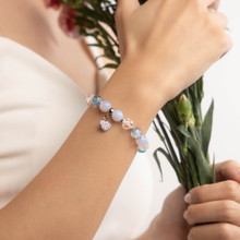 Load image into Gallery viewer, Ocean Blue (Santa Maria Aquamarine, Blue Chalcedony, Clear Quartz) Crystal Bracelet
