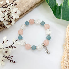 Load image into Gallery viewer, Pink Skies (Blue Calcite, Rose Quartz, Frosted Clear Quartz) Crystal Bracelet
