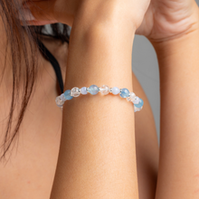 Load image into Gallery viewer, Mini Ocean (Santa Maria Aquamarine, Crackled Clear Quartz, Blue Lace Agate) Crystal Bracelet
