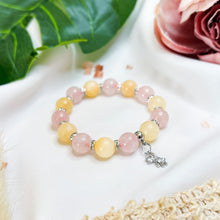 Load image into Gallery viewer, Honey Calcite x Rose Quartz (w/ S925 Teddy Bear) Crystal Bracelet
