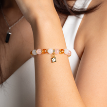 Load image into Gallery viewer, Pink Lemonade (Rose Quartz, Icy White Jade, Citrine) Crystal Bracelet
