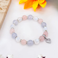 Load image into Gallery viewer, Pastel Blend of Love (Rose Quartz, Blue Chalcedony, Rainbow Moonstone) Crystal Bracelet
