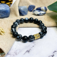 Load image into Gallery viewer, Eye Agate (Gold Plated Abacus) Crystal Bracelet
