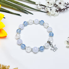 Load image into Gallery viewer, Ocean Blue (Santa Maria Aquamarine, Blue Chalcedony, Clear Quartz) Crystal Bracelet

