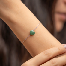 Load image into Gallery viewer, Green Aventurine Mini Heart Stainless Steel Chain Bracelet
