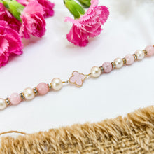 Load image into Gallery viewer, Princess Ophelia (Pink Opal, Pearl, Gold Clover) Magnetic Bracelet
