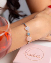 Load image into Gallery viewer, Dainty Luna (Rose Quartz, Rainbow Moonstone, Aquamarine) Signature Tennis Chain Crystal Bracelet
