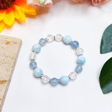 Load image into Gallery viewer, Sea Breeze (Santa Maria Aquamarine, Hemimorphite, Frosted Clear Quartz) Crystal Bracelet
