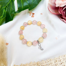 Load image into Gallery viewer, Honey Calcite x Rose Quartz (w/ S925 Teddy Bear) Crystal Bracelet
