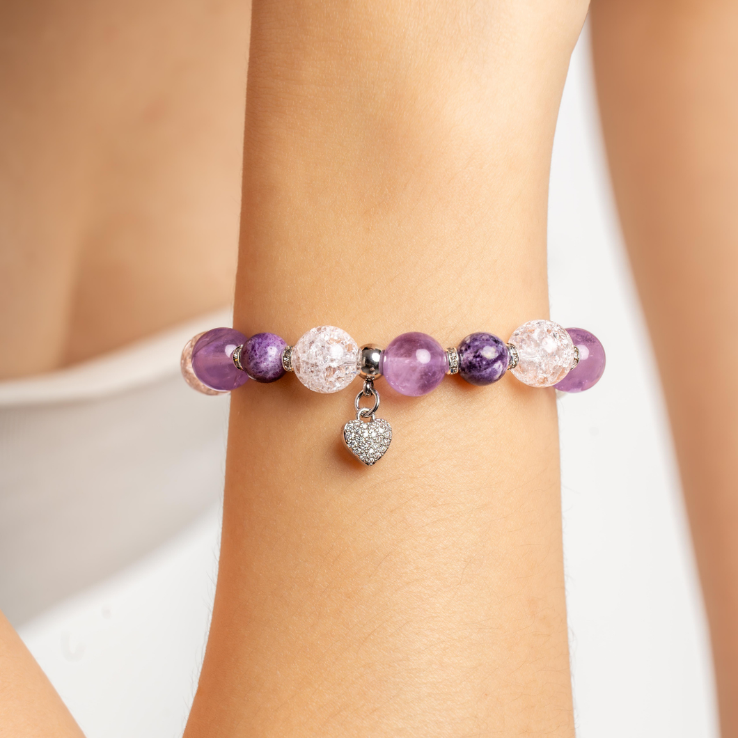 Purple Passion (Tiffany, Lavender Quartz, Clear Quartz, S925 Heart)