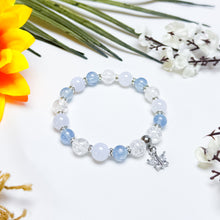 Load image into Gallery viewer, Ocean Blue (Santa Maria Aquamarine, Blue Chalcedony, Clear Quartz) Crystal Bracelet
