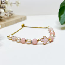 Load image into Gallery viewer, Princess Ophelia (Pink Opal, Pearl) Crystal Slider Bracelet
