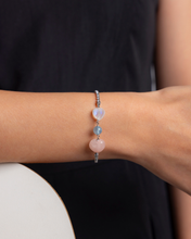 Load image into Gallery viewer, Dainty Luna (Rose Quartz, Rainbow Moonstone, Aquamarine) Signature Tennis Chain Crystal Bracelet
