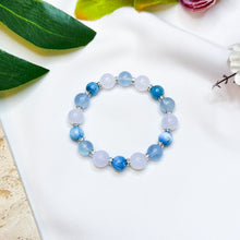 Load image into Gallery viewer, Caribbean Blue (Santa Maria Aquamarine, Blue Apatite, Blue Chalcedony) Crystal Bracelet
