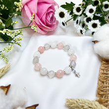 Load image into Gallery viewer, Pink Cherry Blossom (Rose Quartz, White Jade, Chalcedony) Crystal Bracelet
