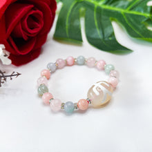 Load image into Gallery viewer, Benefactors&#39; Magnet Dzi Agate Bead (Dzi Agate Bead, Pink Opal, Rose Quartz, Green Jade) Crystal Bracelet
