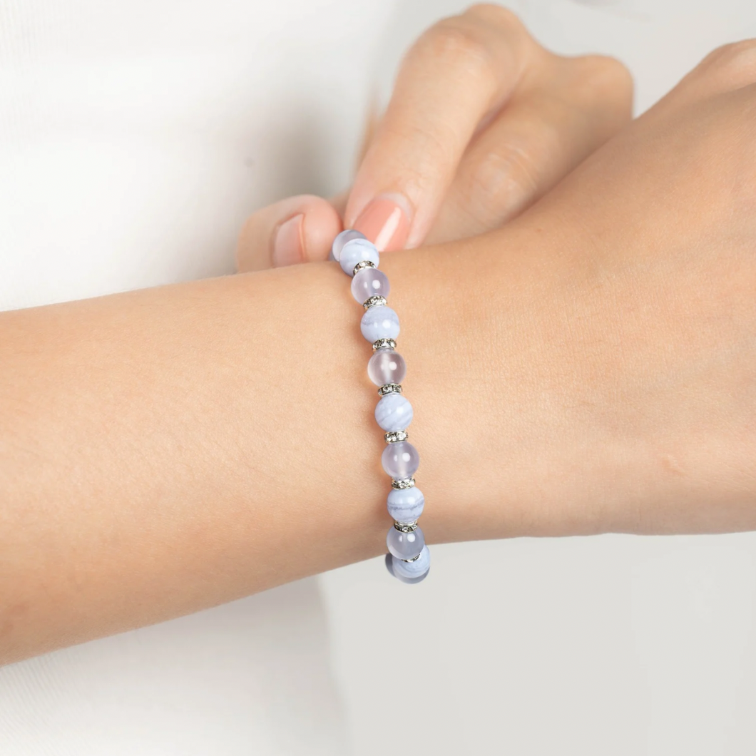 Baby Blue (Blue Chalcedony, Blue Lace Agate) Crystal Bracelet