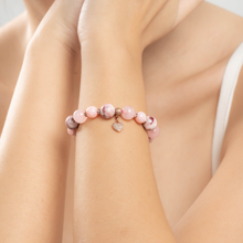 Load image into Gallery viewer, Pink Sorbet Crystal Bracelet (Cinnabar, Rose Quartz, Pink Opal, Rose Gold Heart Charm)
