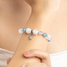 Load image into Gallery viewer, Azure Sky Crystal Bracelet (Blue Calcite, Blue Chalcedony, Frosted Clear Quartz)
