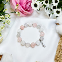 Load image into Gallery viewer, Pink Cherry Blossom (Rose Quartz, White Jade, Chalcedony) Crystal Bracelet
