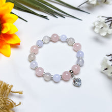 Load image into Gallery viewer, Pastel Mist (Rose Quartz, Blue Chalcedony, Chalcedony) Crystal Bracelet
